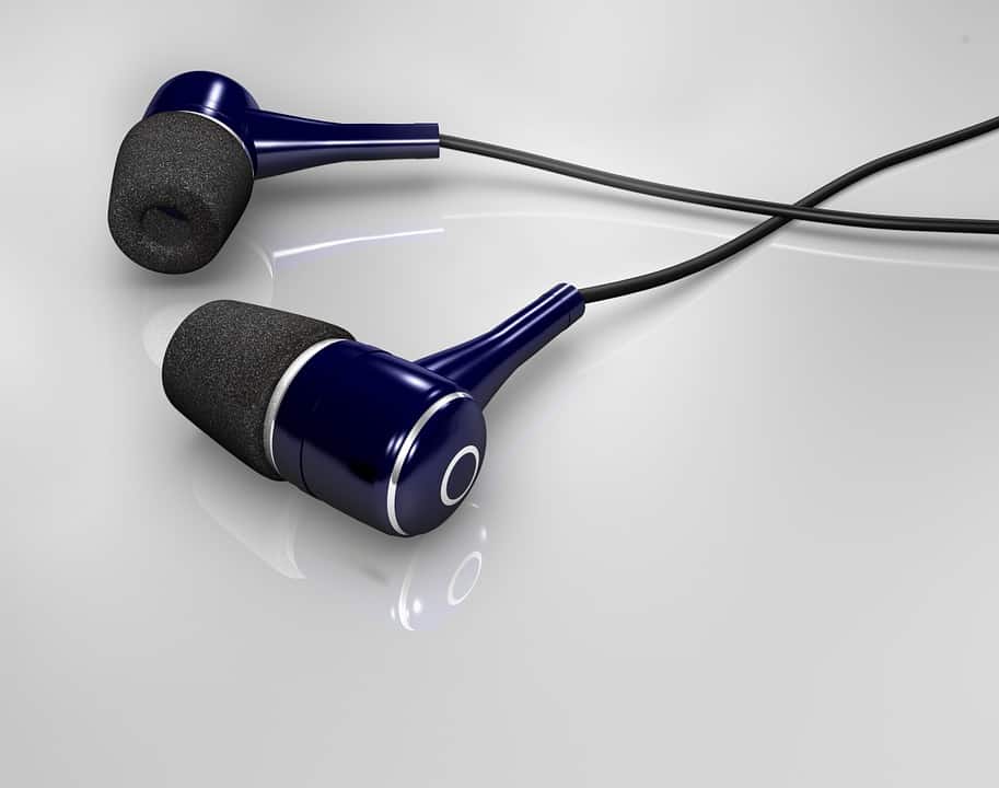 color blue earbuds